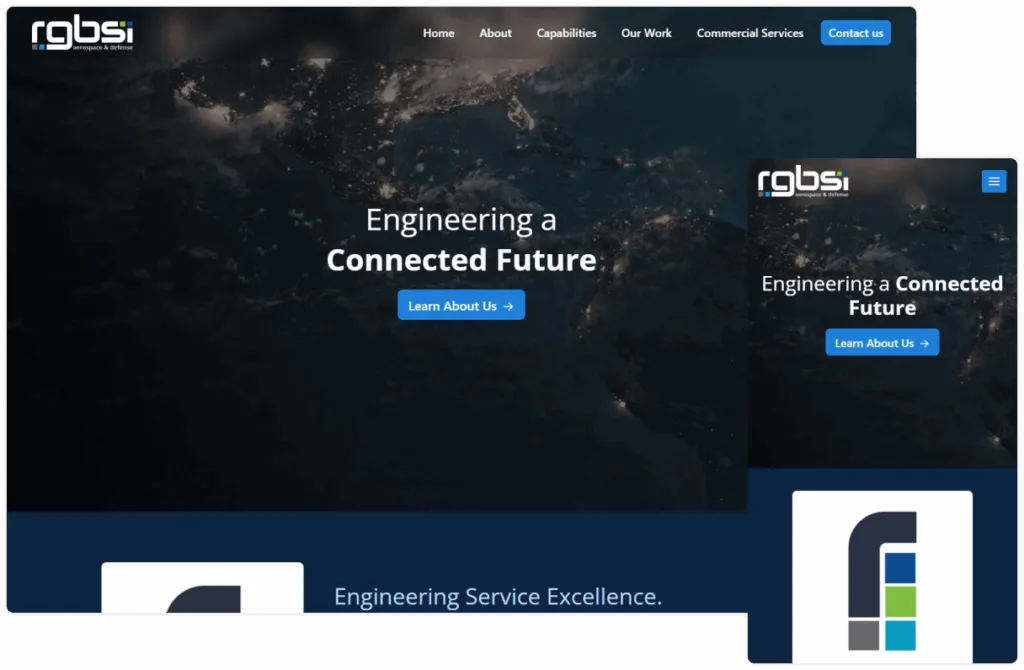 RGBSI Aerospace and Defense website on desktop and mobile