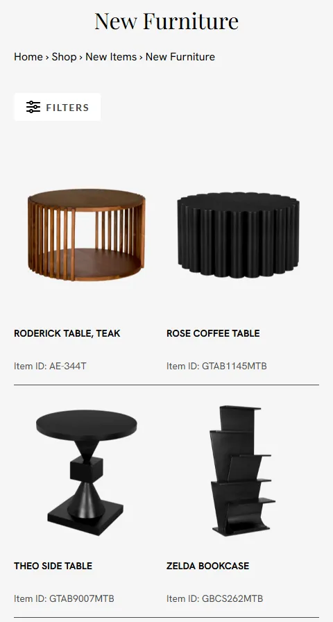Noir Furniture new arrivals on mobile