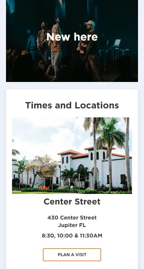 Generation Church New Here page on mobile