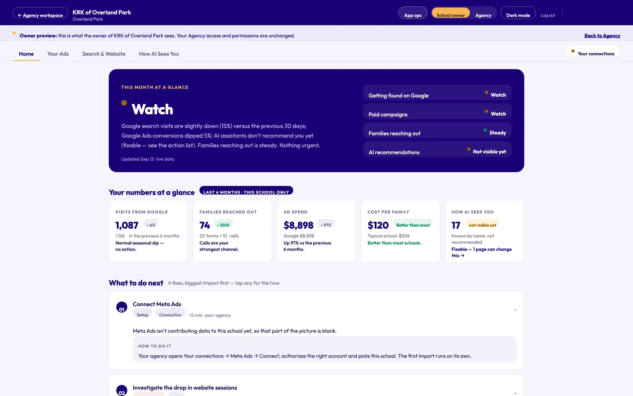 SchoolTracker.ai school owner view